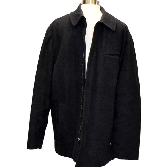Calvin Klein Black Wool-blend Zip-up/Snap Over Coat - Picture 3 of 12